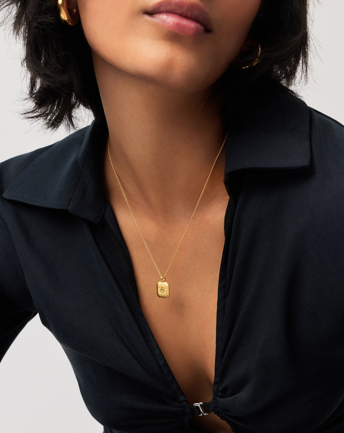 August Birthstone Necklace & Charm Earrings Set | 18k Gold Vermeil/Peridot