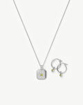 August Birthstone Necklace & Charm Earrings Set | Sterling Silver
