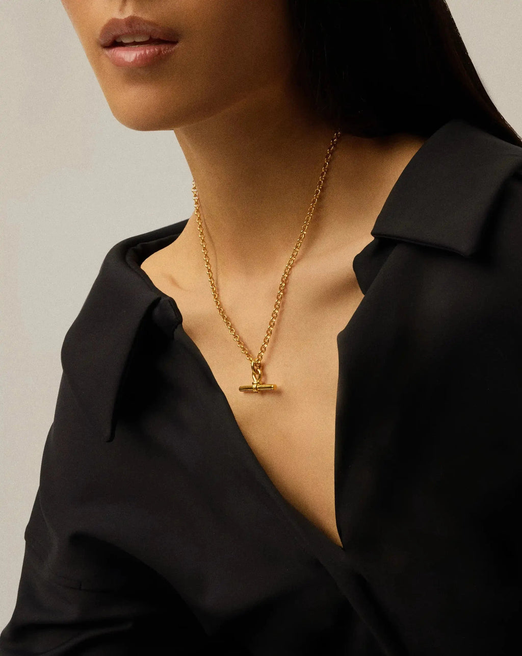 Chunky T-Bar Chain Necklace | 18k Gold Plated