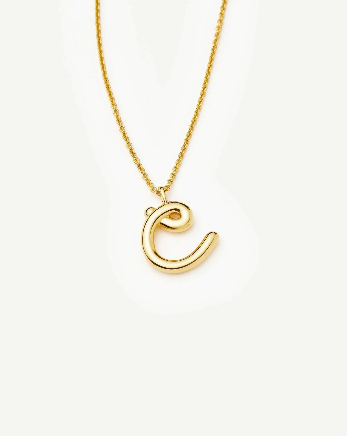 Curly Molten Initial Pendant Necklace - C | 18k Gold Vermeil