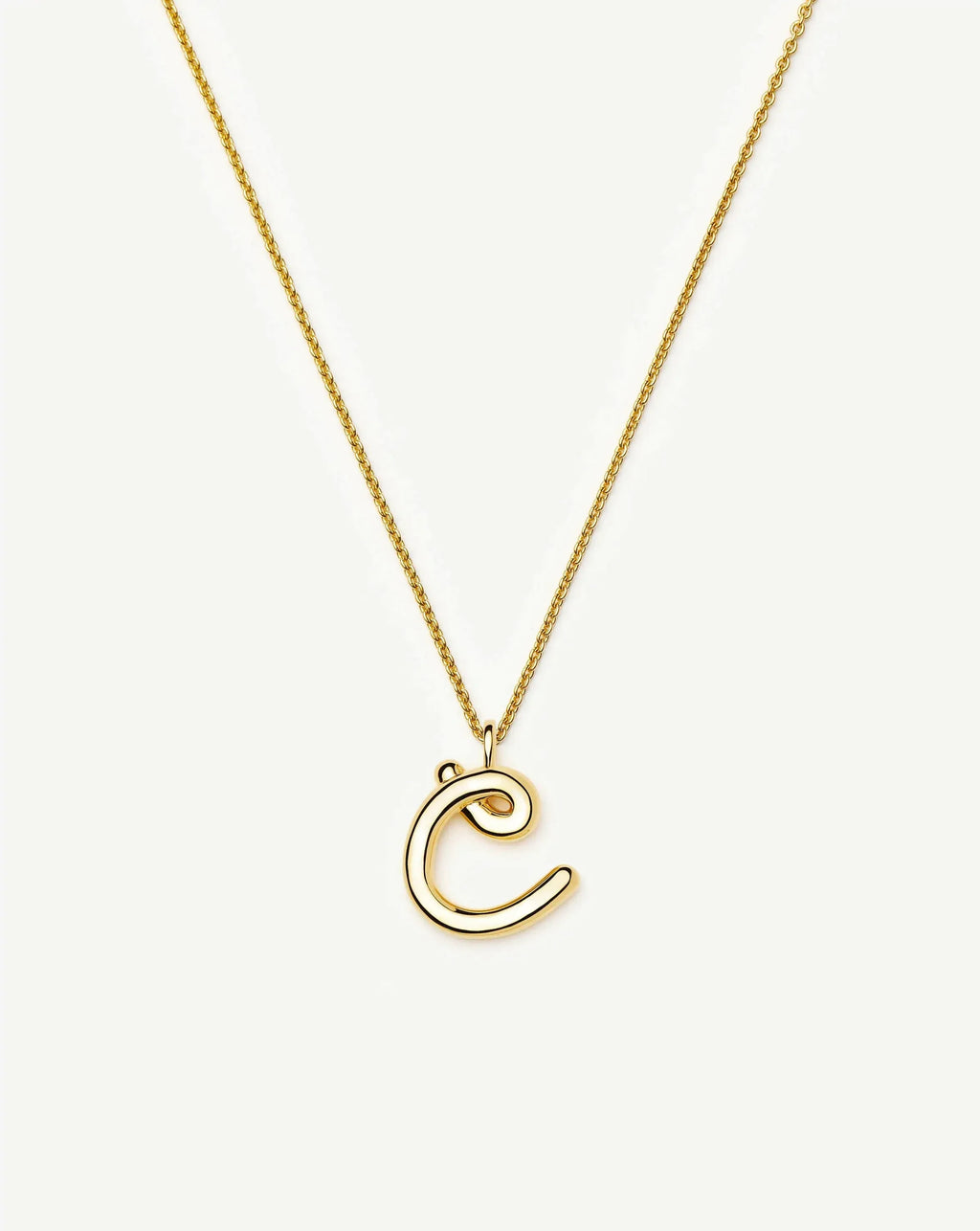 Curly Molten Initial Pendant Necklace - C | 18k Gold Vermeil