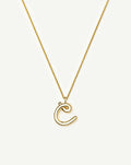 Curly Molten Initial Pendant Necklace - C | 18k Gold Vermeil