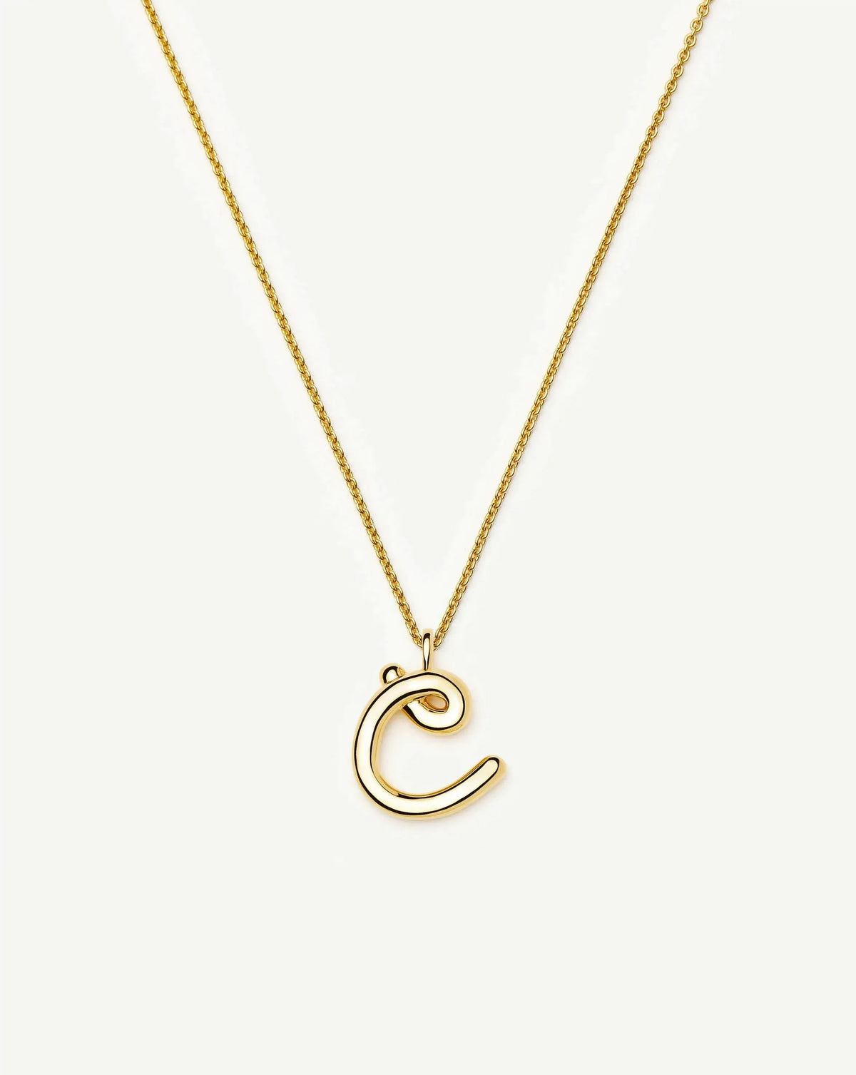 Curly Molten Initial Pendant Necklace - C | 18k Gold Vermeil