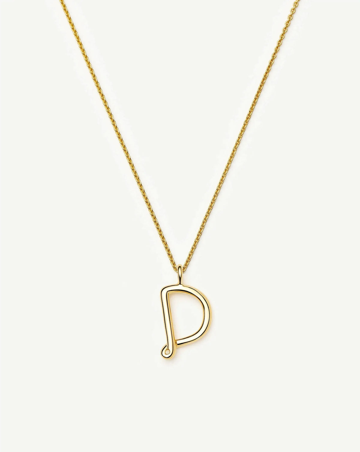 Curly Molten Initial Pendant Necklace - D | 18k Gold Vermeil