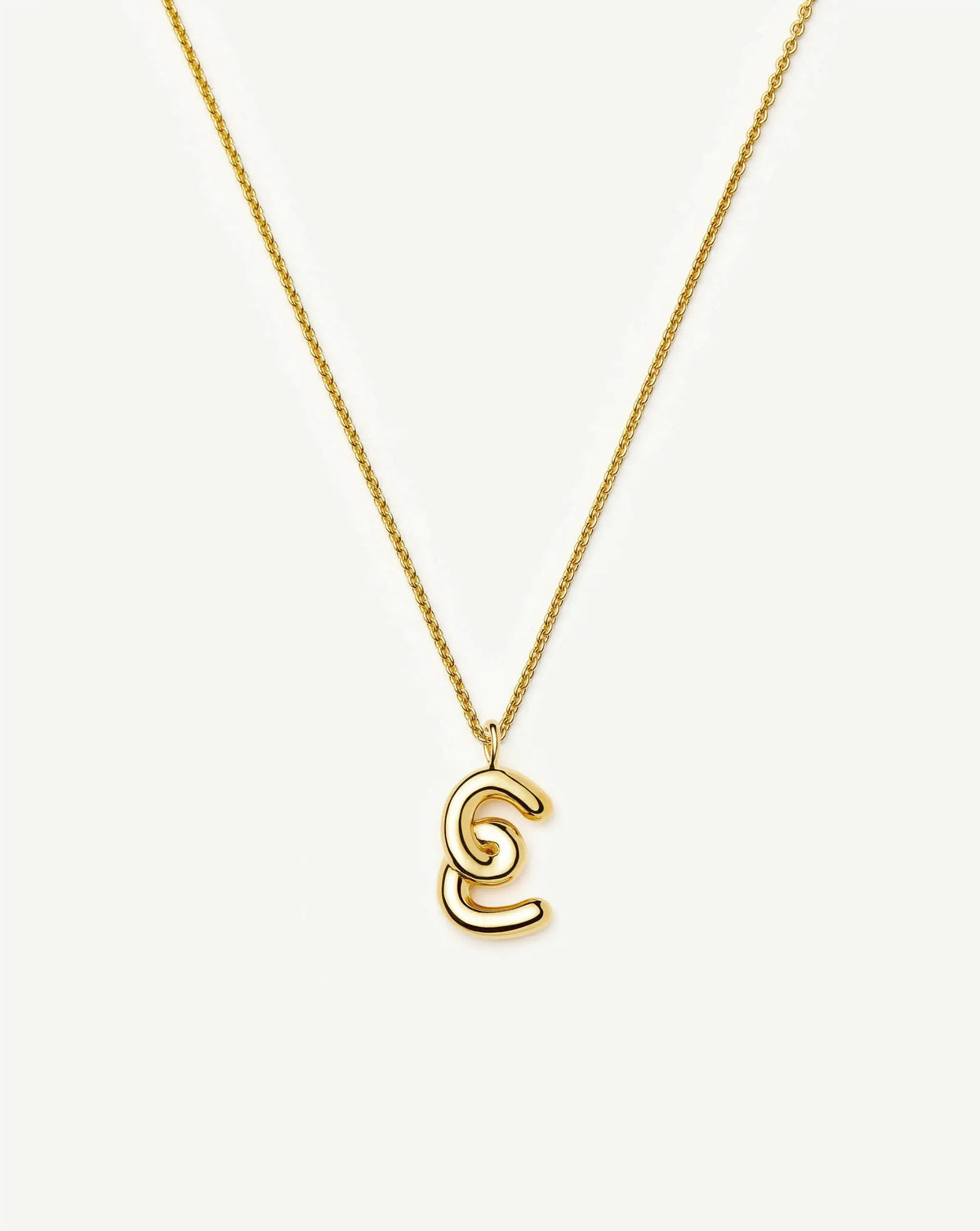 Curly Molten Initial Pendant Necklace - E | 18k Gold Vermeil