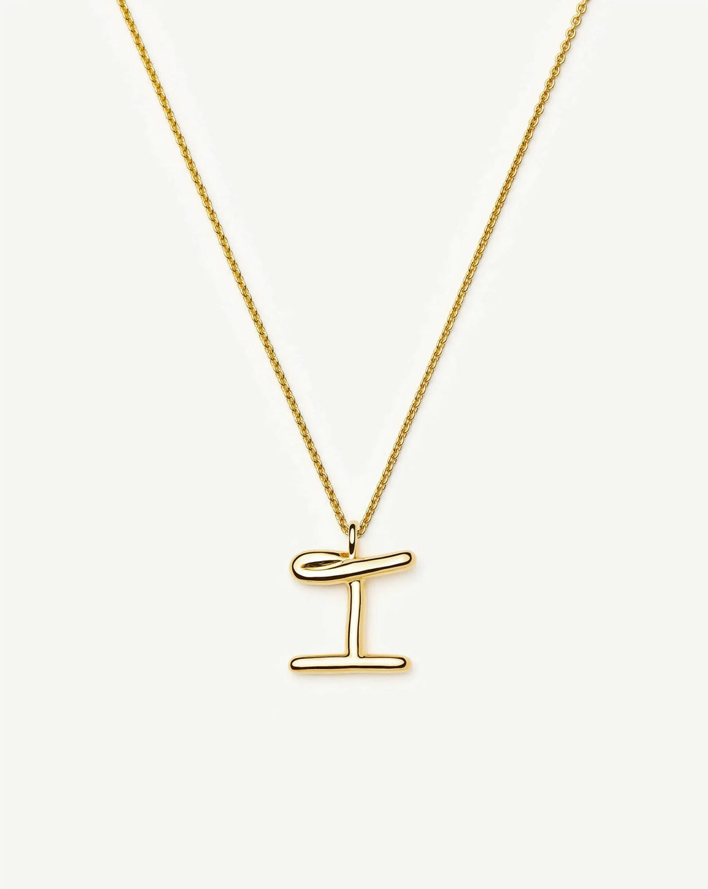 Curly Molten Initial Pendant Necklace - I | 18k Gold Vermeil