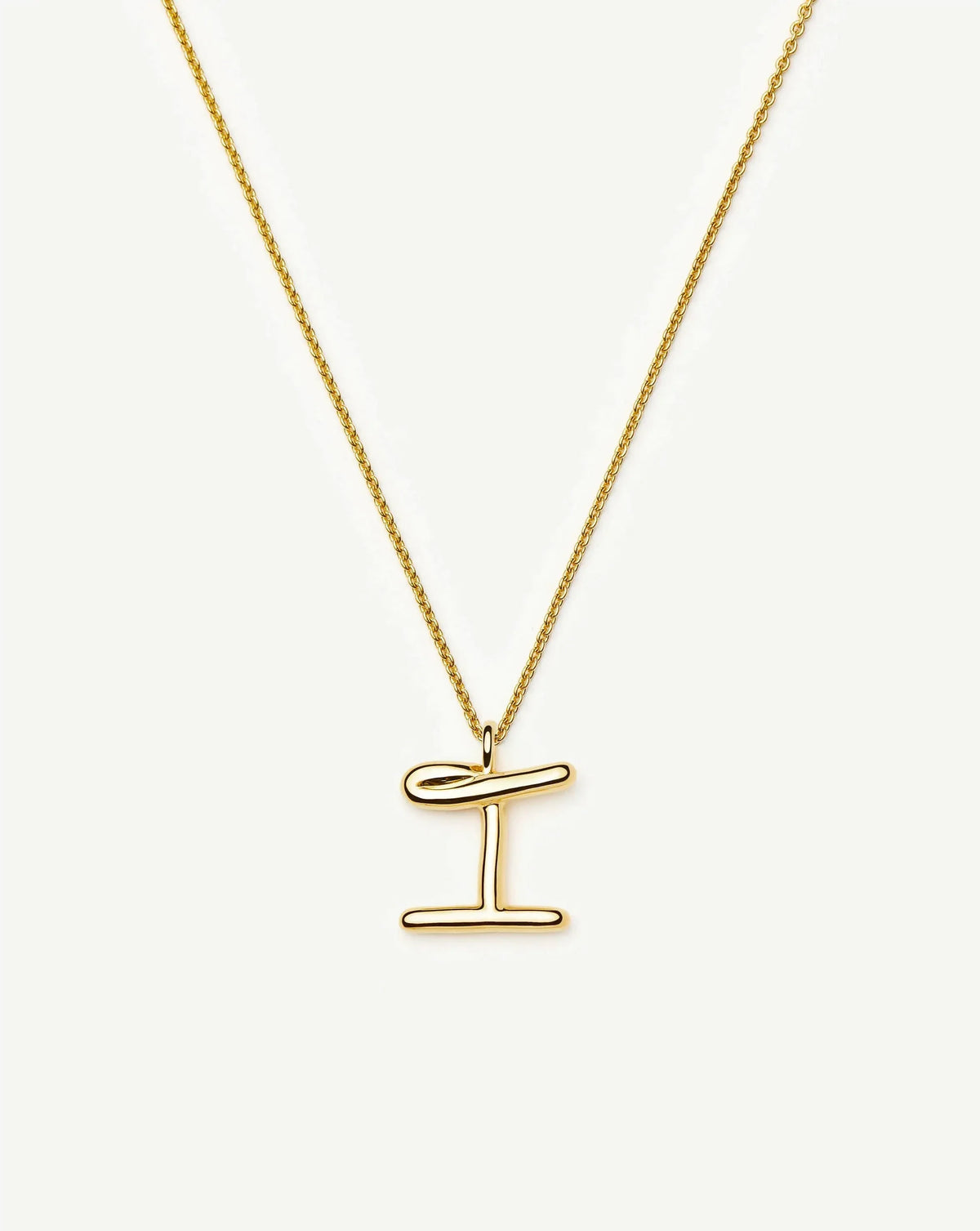 Curly Molten Initial Pendant Necklace - I | 18k Gold Vermeil