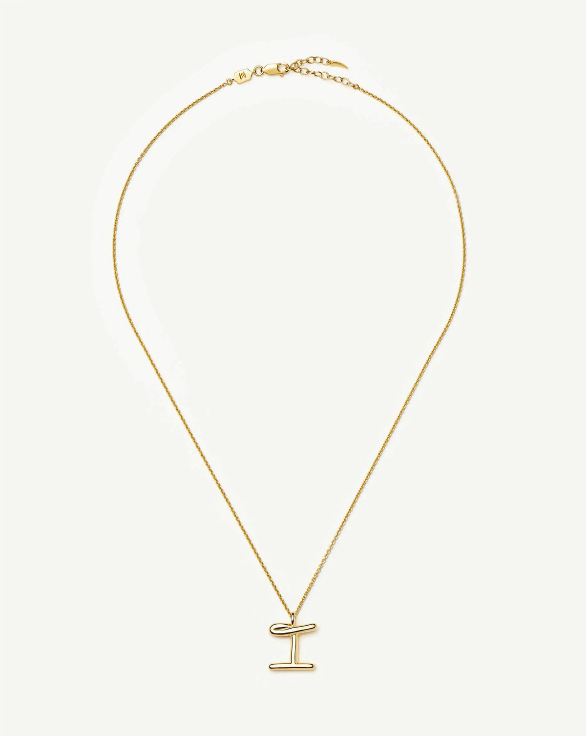 Curly Molten Initial Pendant Necklace - I | 18k Gold Vermeil