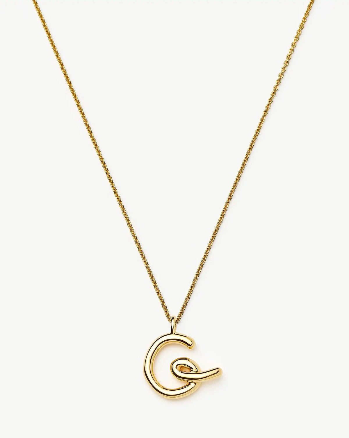 Curly Molten Initial Pendant Necklace - G | 18k Gold Vermeil
