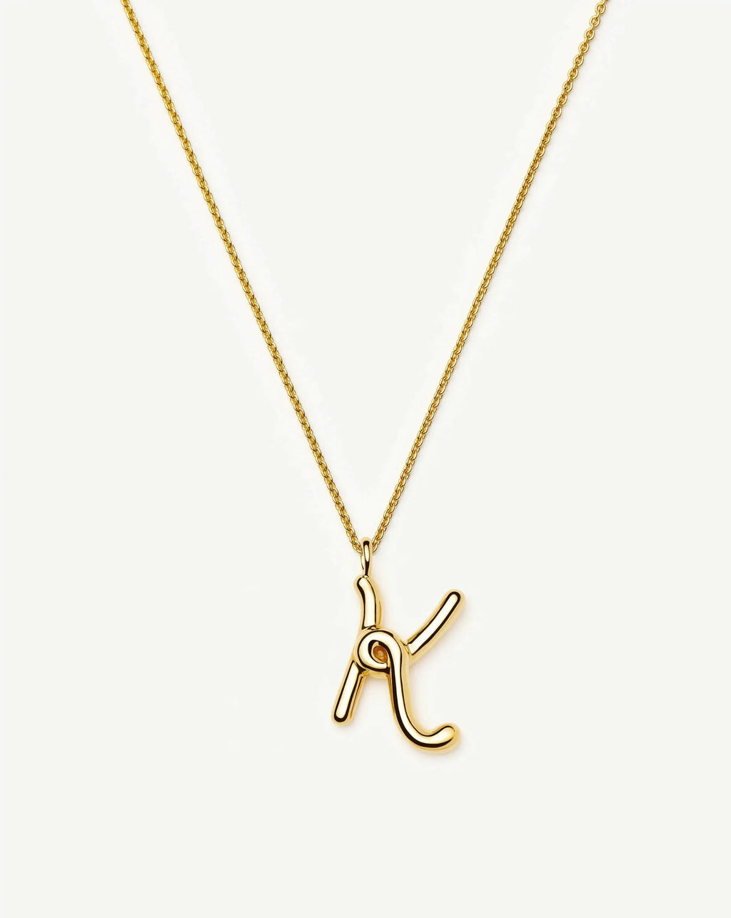 Curly Molten Initial Pendant Necklace - K | 18k Gold Vermeil