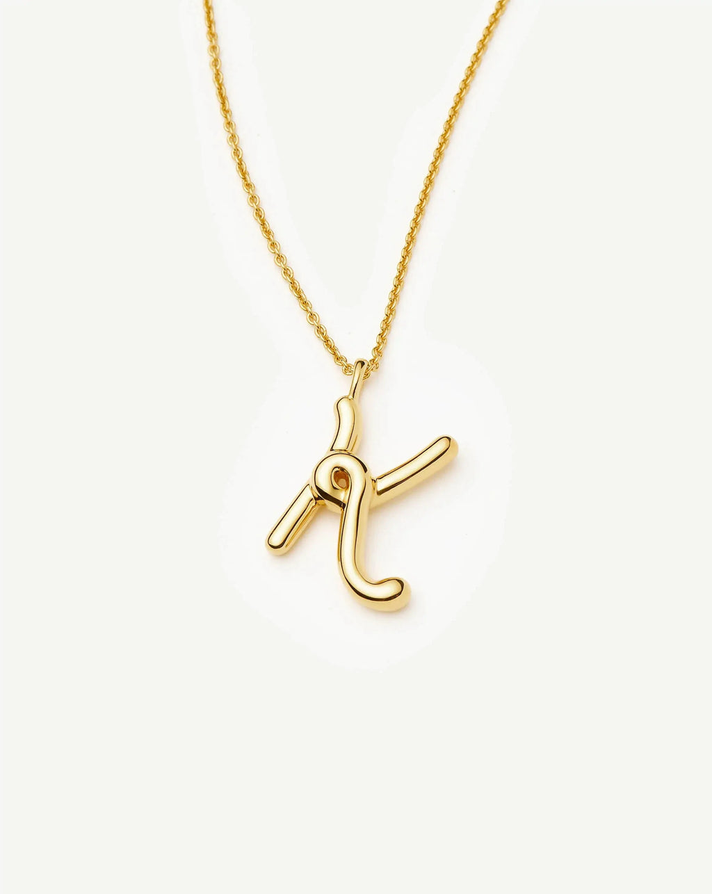 Curly Molten Initial Pendant Necklace - K | 18k Gold Vermeil