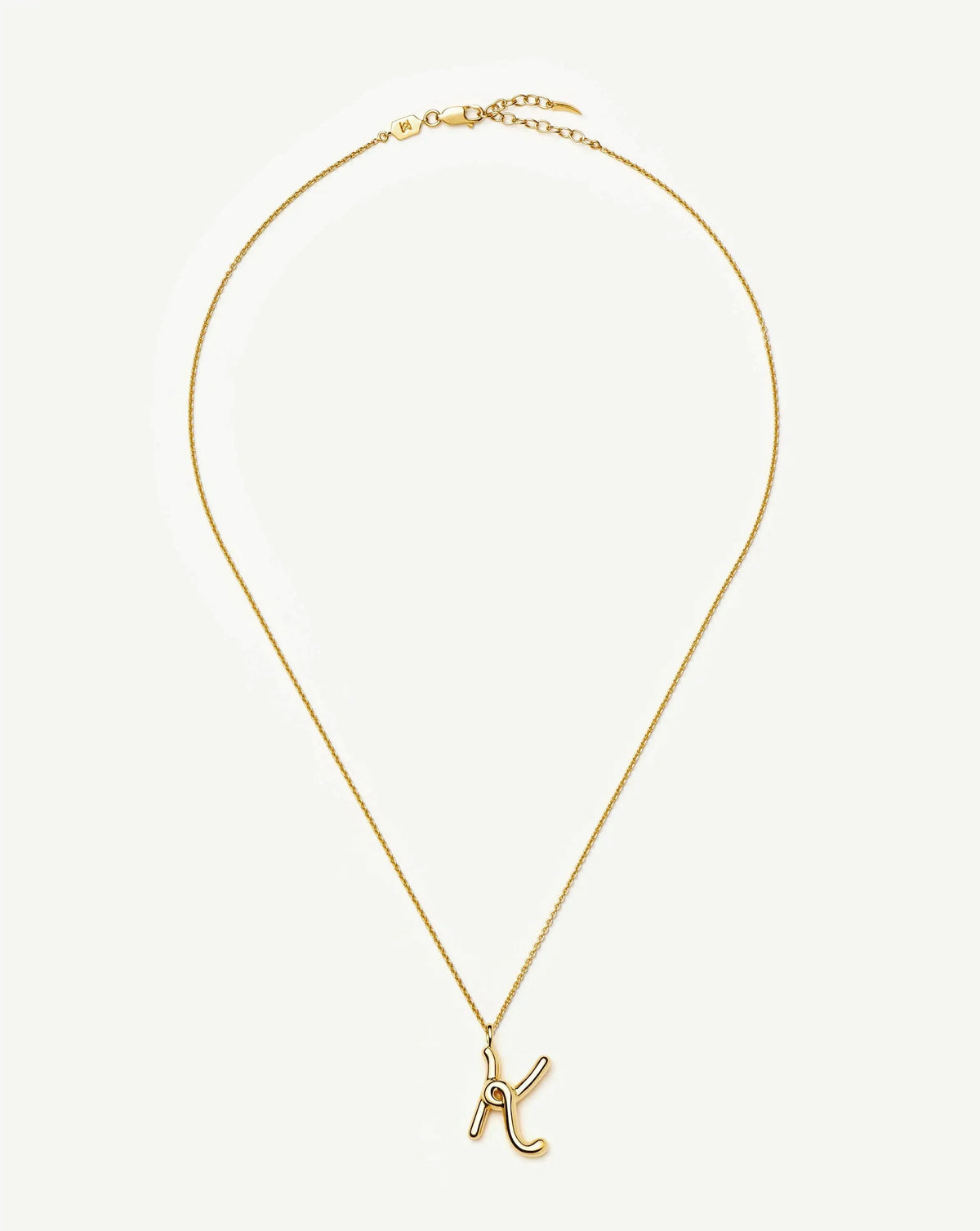 Curly Molten Initial Pendant Necklace - K | 18k Gold Vermeil