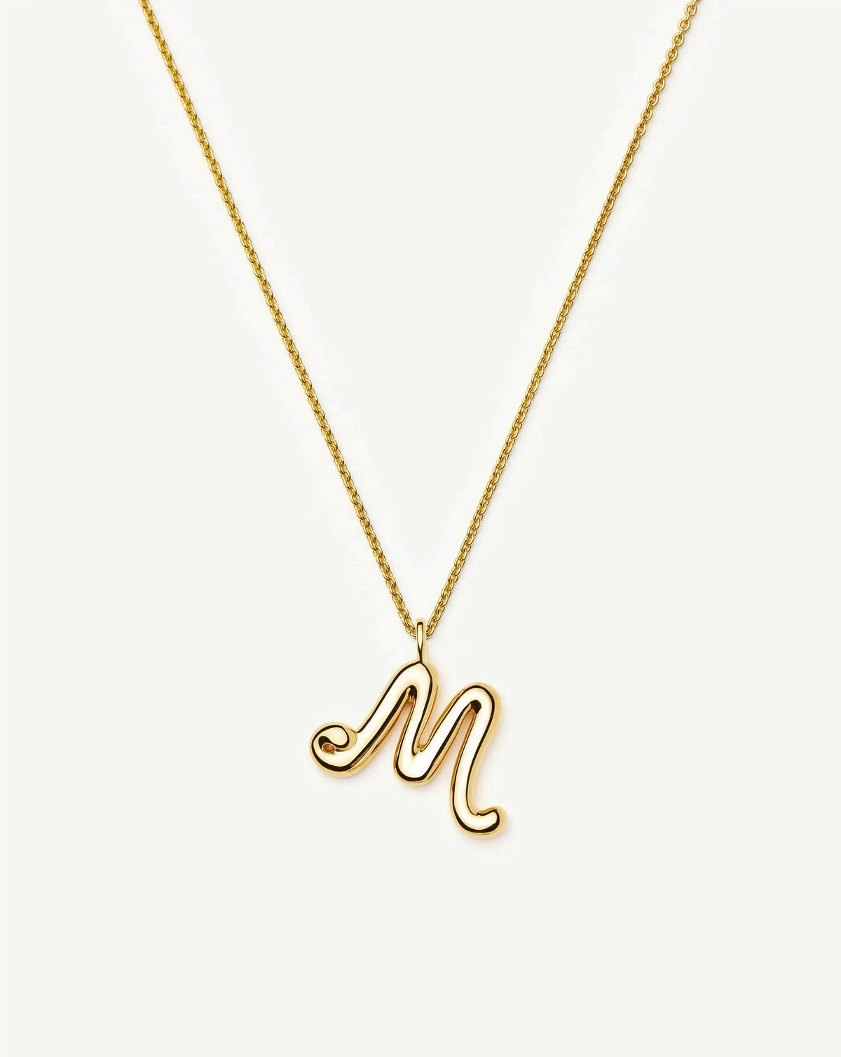 Curly Molten Initial Pendant Necklace - M | 18k Gold Vermeil