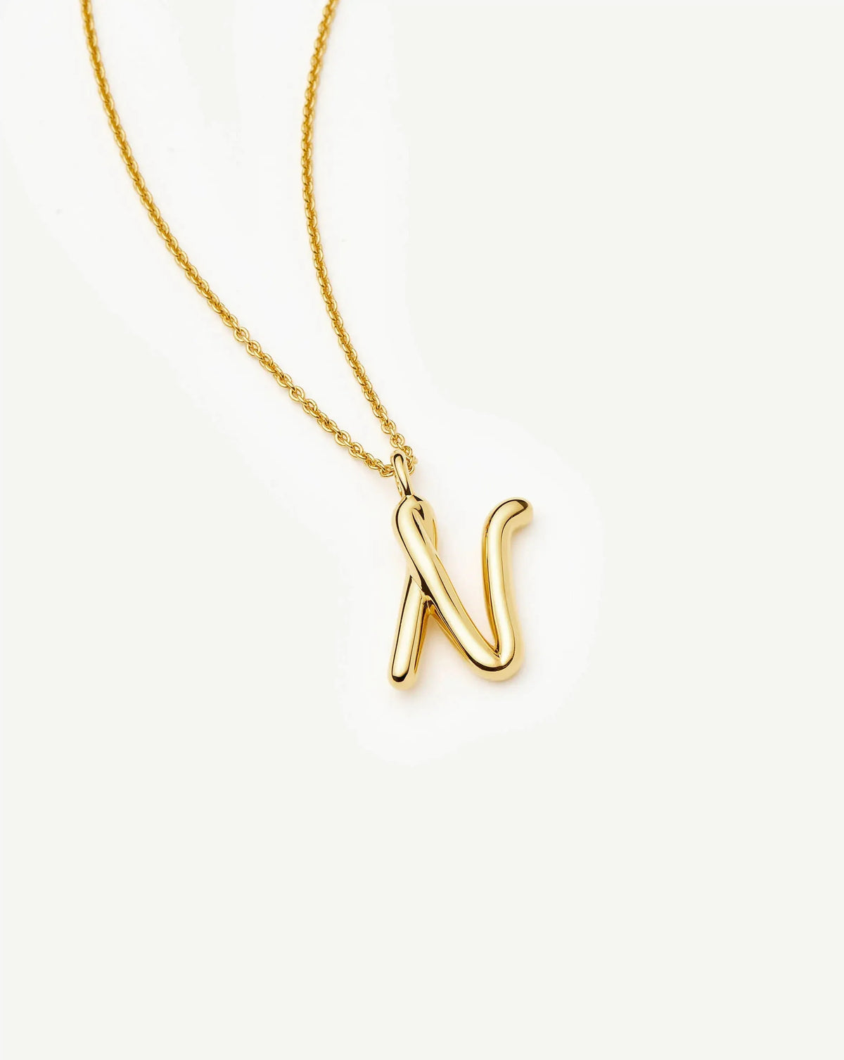 Curly Molten Initial Pendant Necklace - N | 18k Gold Vermeil