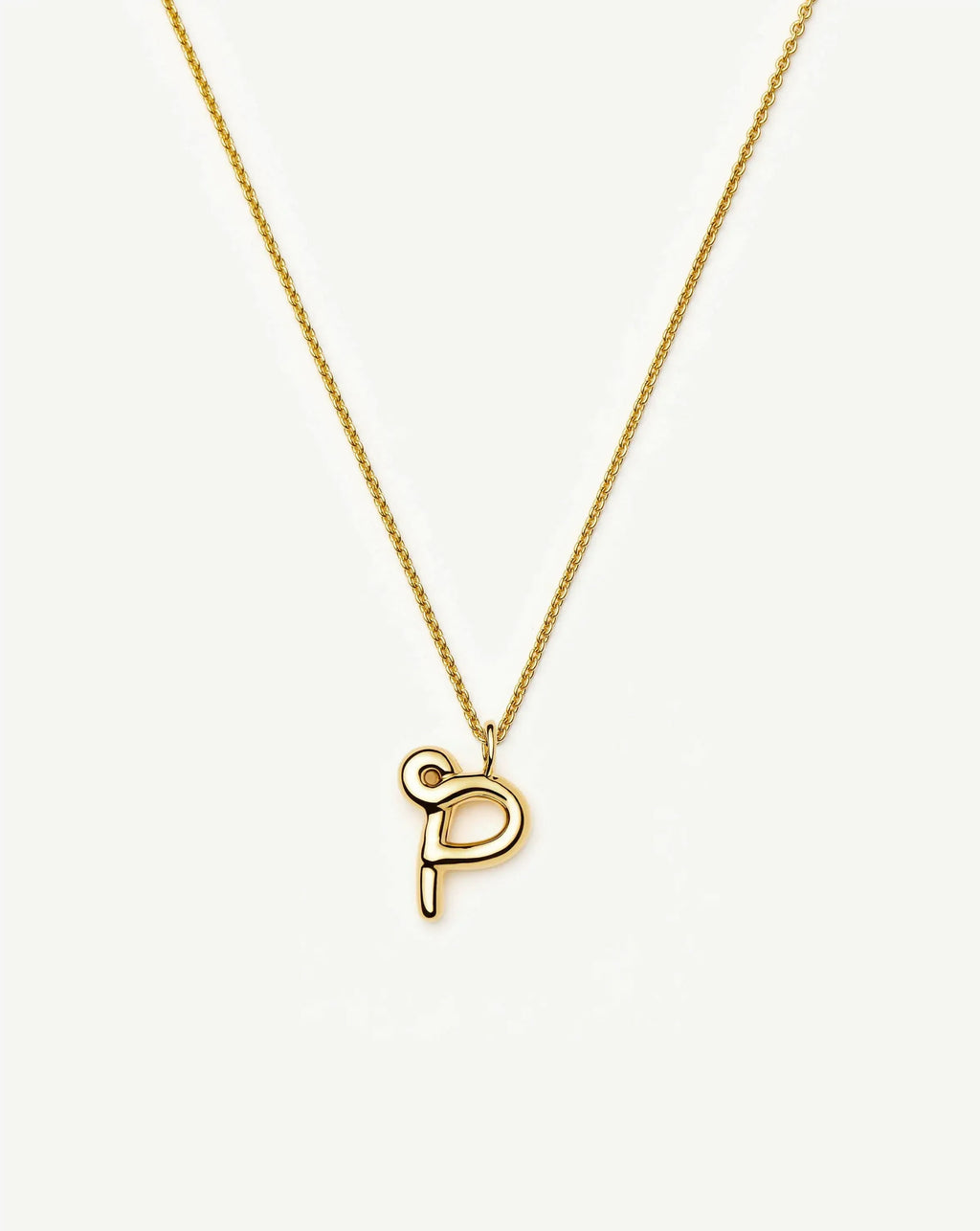 Curly Molten Initial Pendant Necklace - P | 18k Gold Vermeil