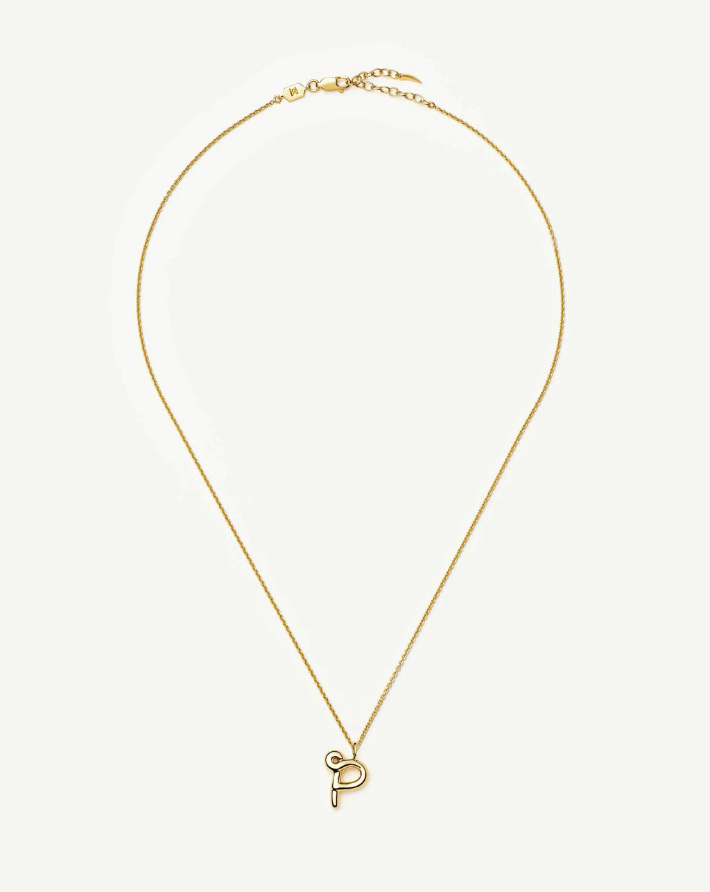 Curly Molten Initial Pendant Necklace - P | 18k Gold Vermeil