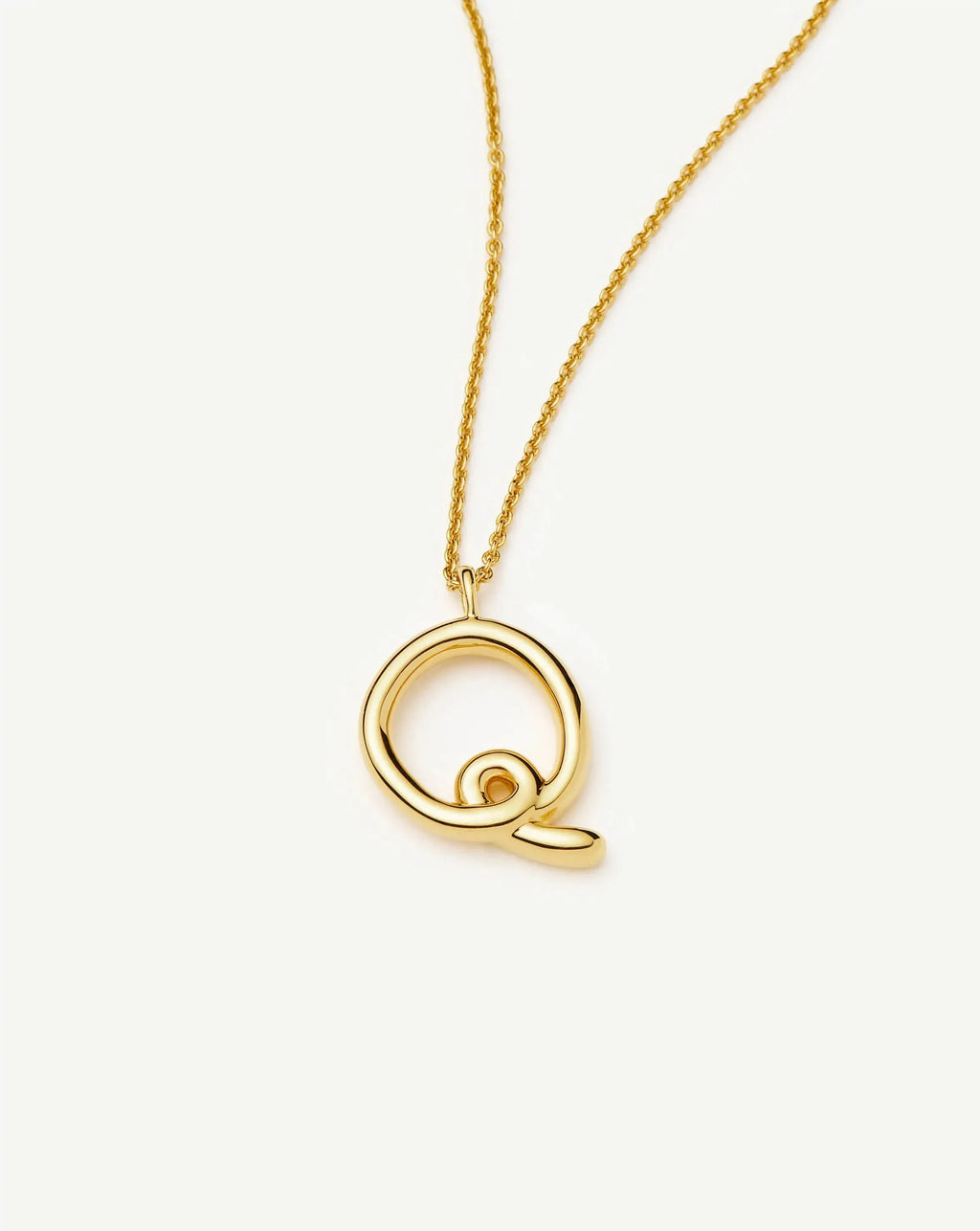 Curly Molten Initial Pendant Necklace - Q | 18k Gold Vermeil