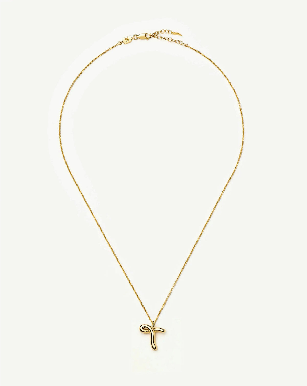 Curly Molten Initial Pendant Necklace - T | 18k Gold Vermeil