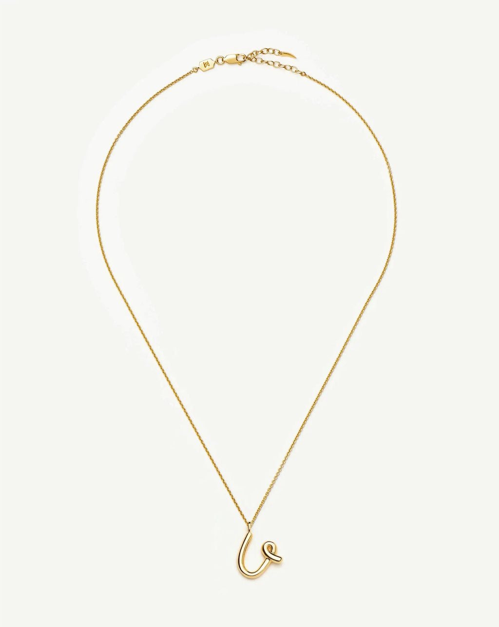 Curly Molten Initial Pendant Necklace - U | 18k Gold Vermeil