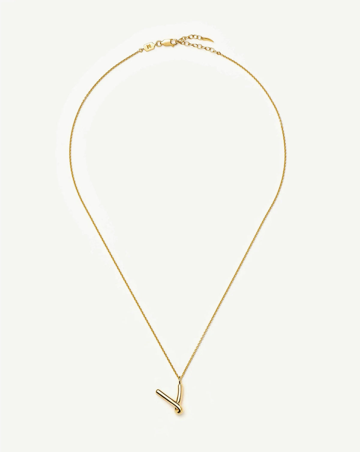 Curly Molten Initial Pendant Necklace - V | 18k Gold Vermeil