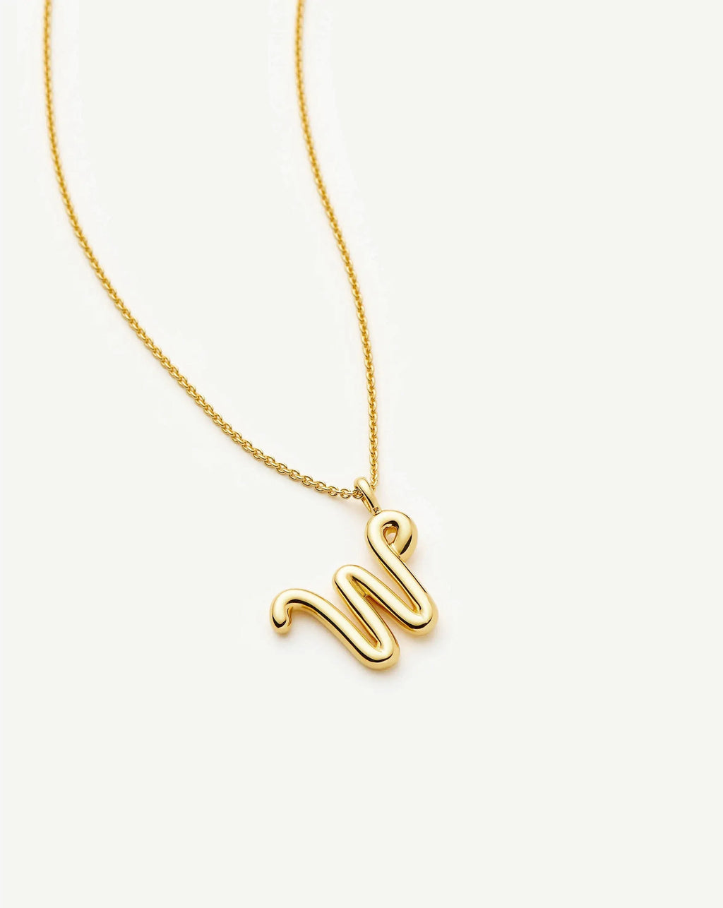 Curly Molten Initial Pendant Necklace - W | 18k Gold Vermeil