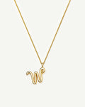 Curly Molten Initial Pendant Necklace - W | 18k Gold Vermeil