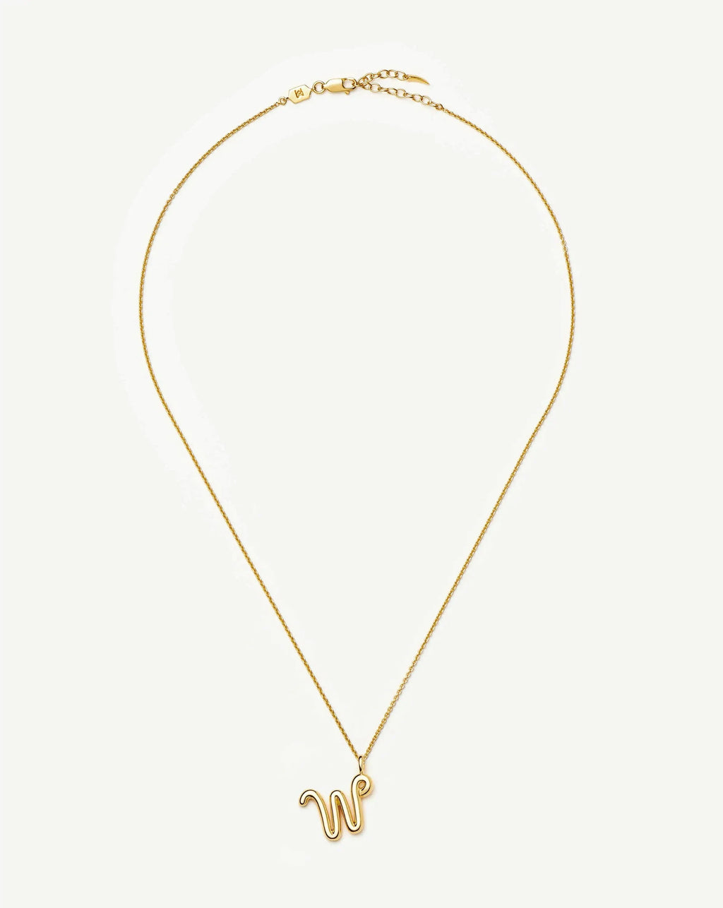 Curly Molten Initial Pendant Necklace - W | 18k Gold Vermeil