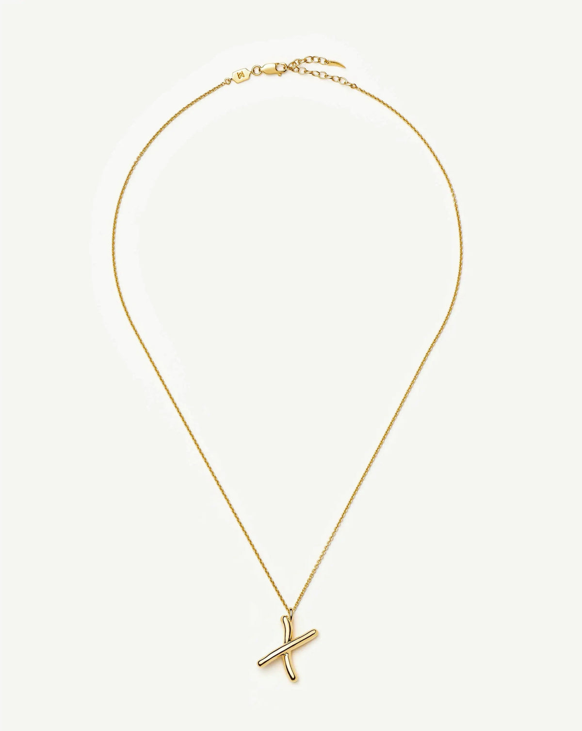 Curly Molten Initial Pendant Necklace - X | 18k Gold Vermeil