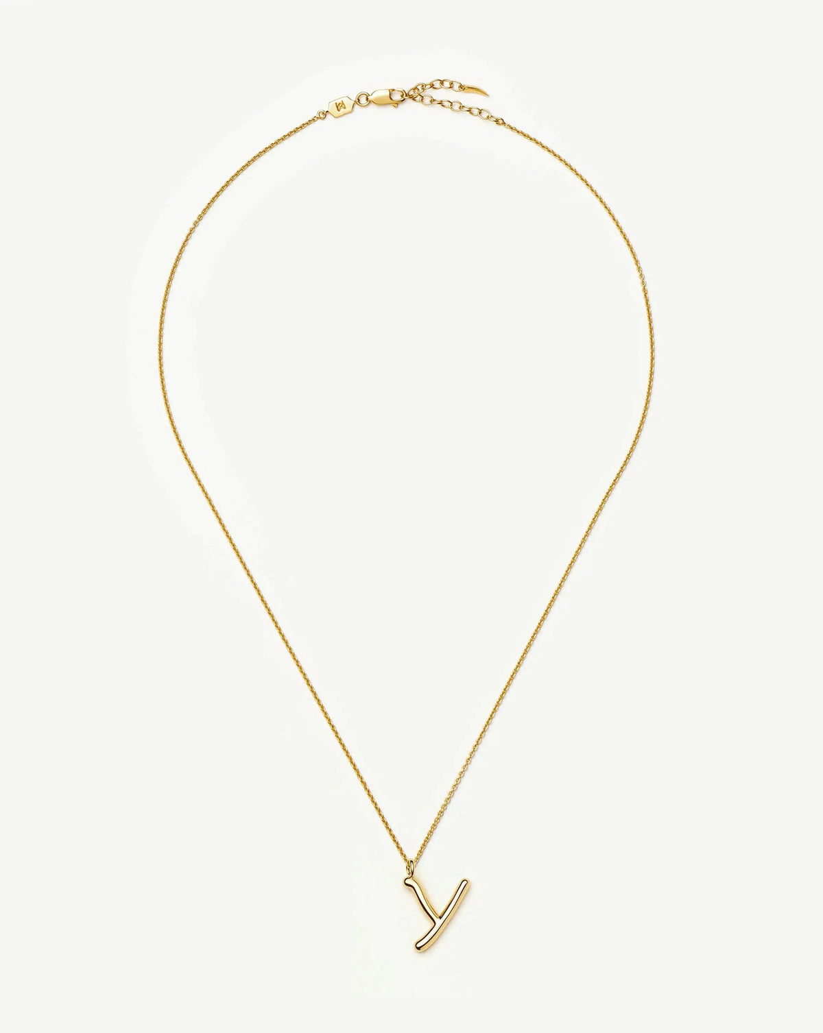 Curly Molten Initial Pendant Necklace - Y | 18k Gold Vermeil