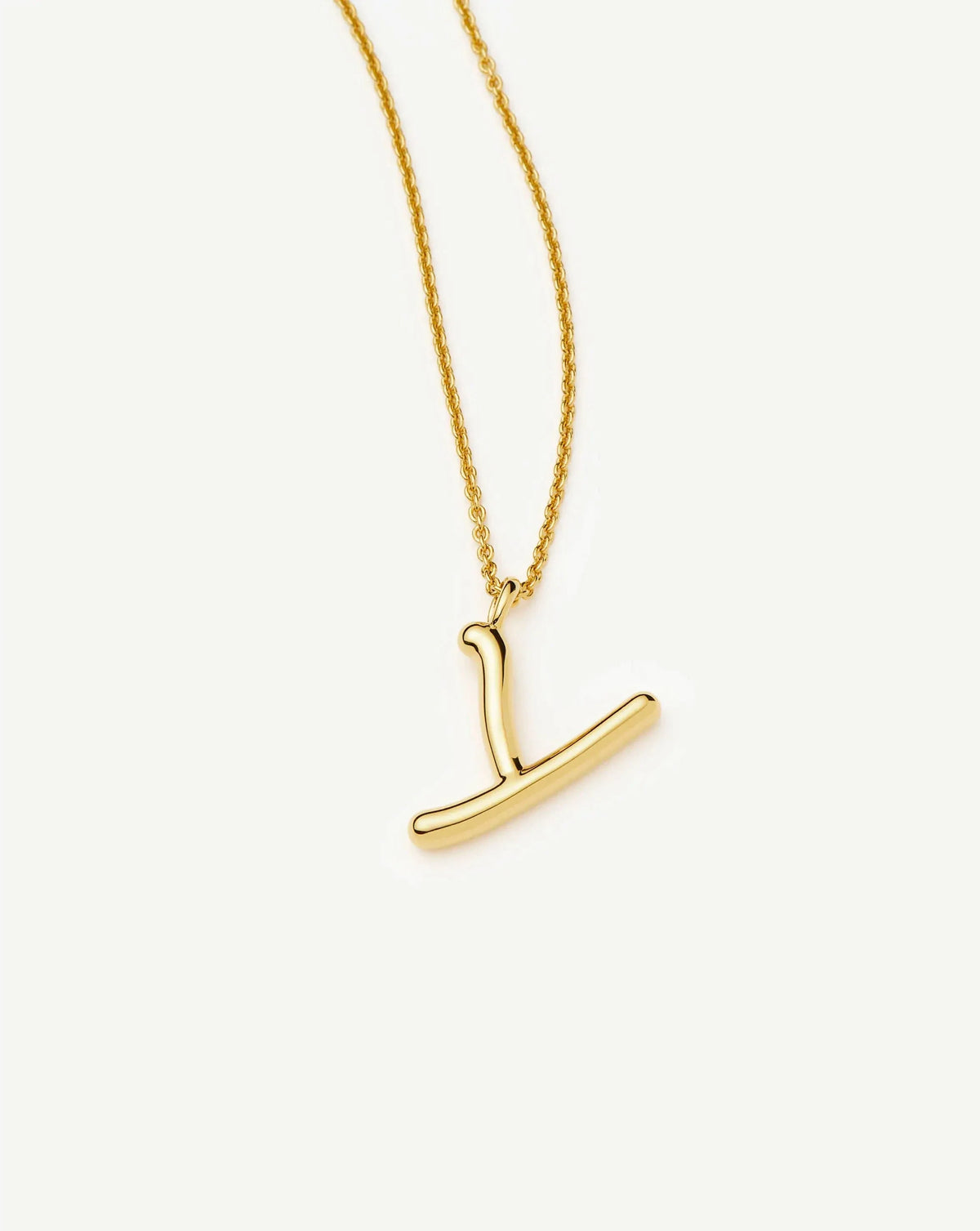 Curly Molten Initial Pendant Necklace - Y | 18k Gold Vermeil