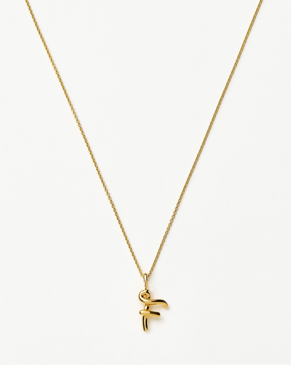 Curly Molten Mini Initial Necklace - F | 18k Gold Vermeil