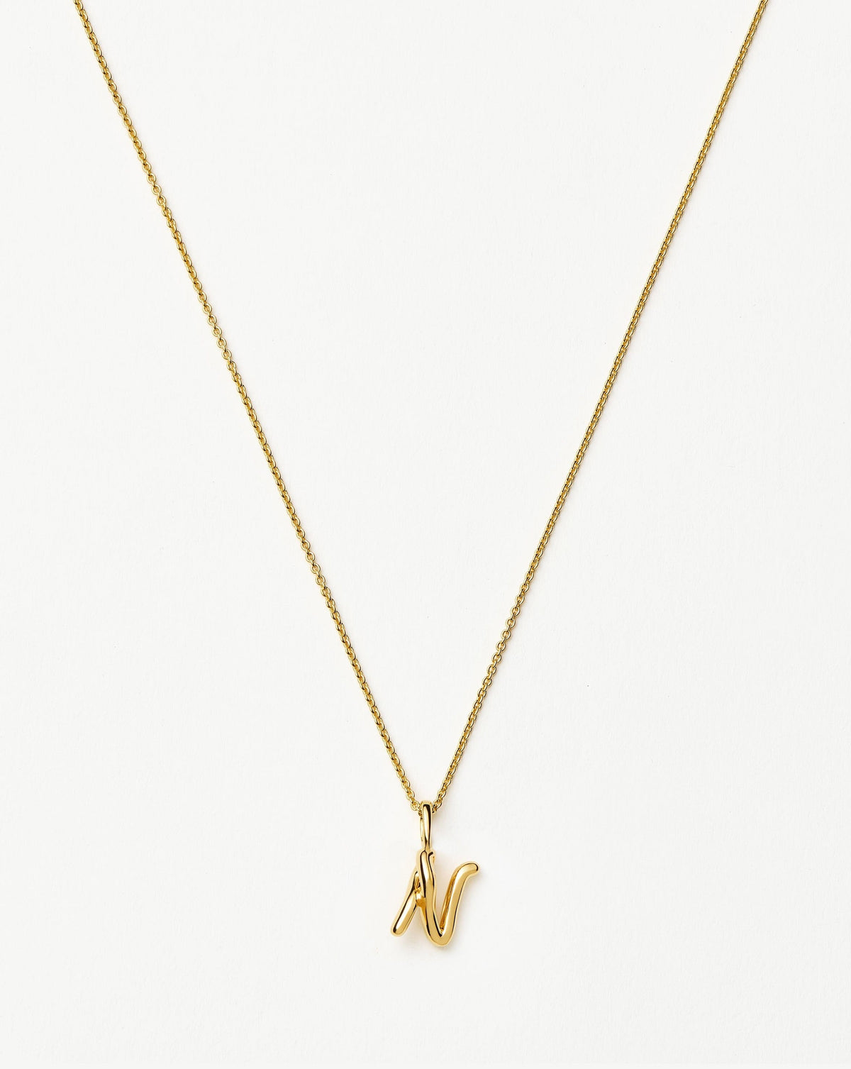Curly Molten Mini Initial Necklace - N | 18k Gold Vermeil