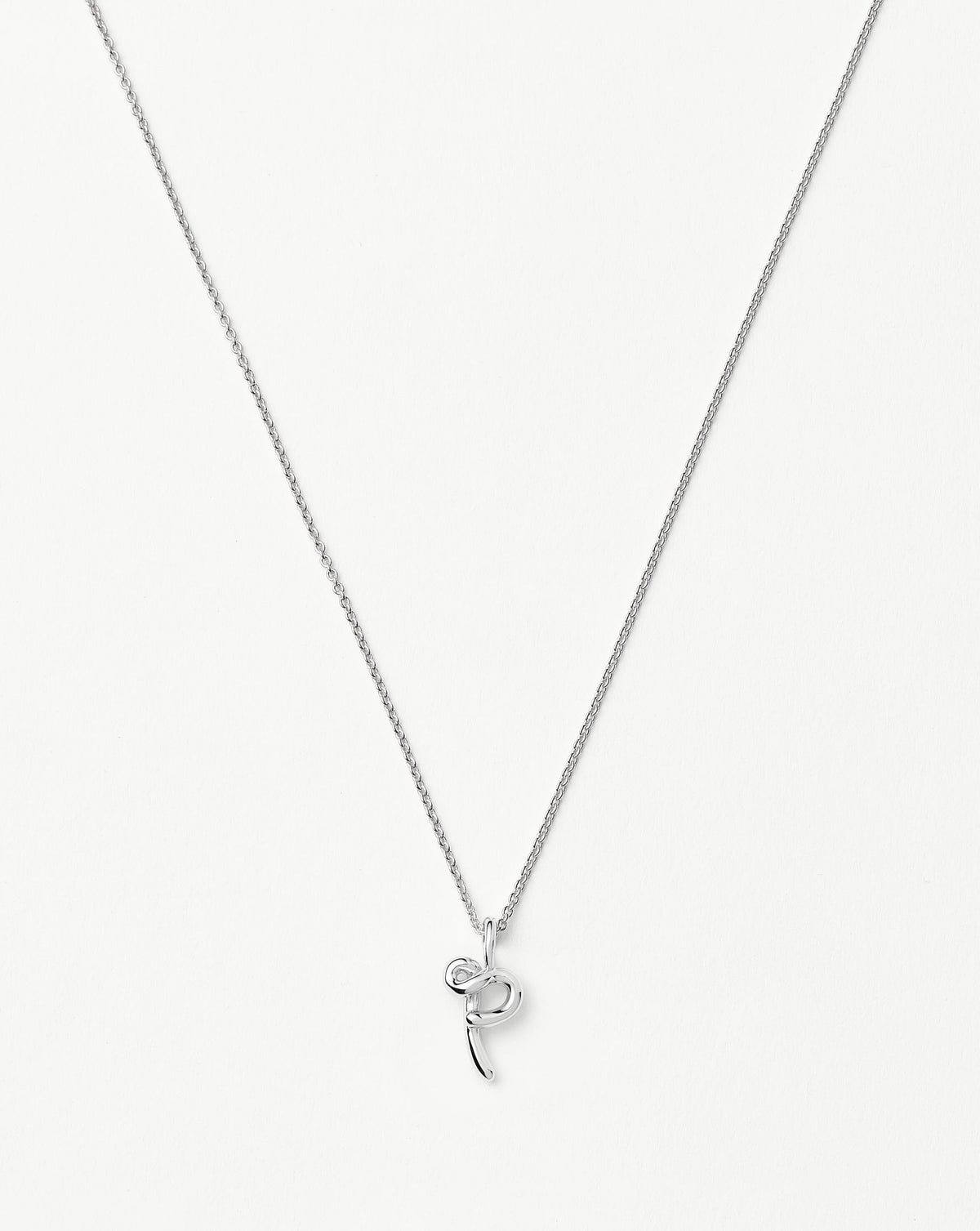 Curly Molten Mini Initial Necklace - P | Sterling Silver