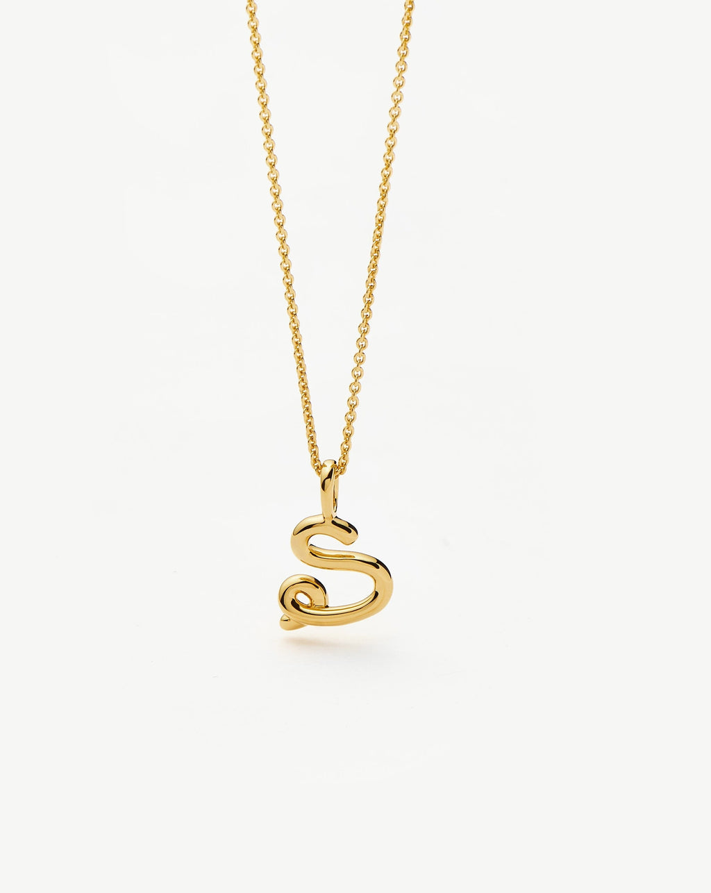 Curly Molten Mini Initial Necklace - S | 18k Gold Vermeil