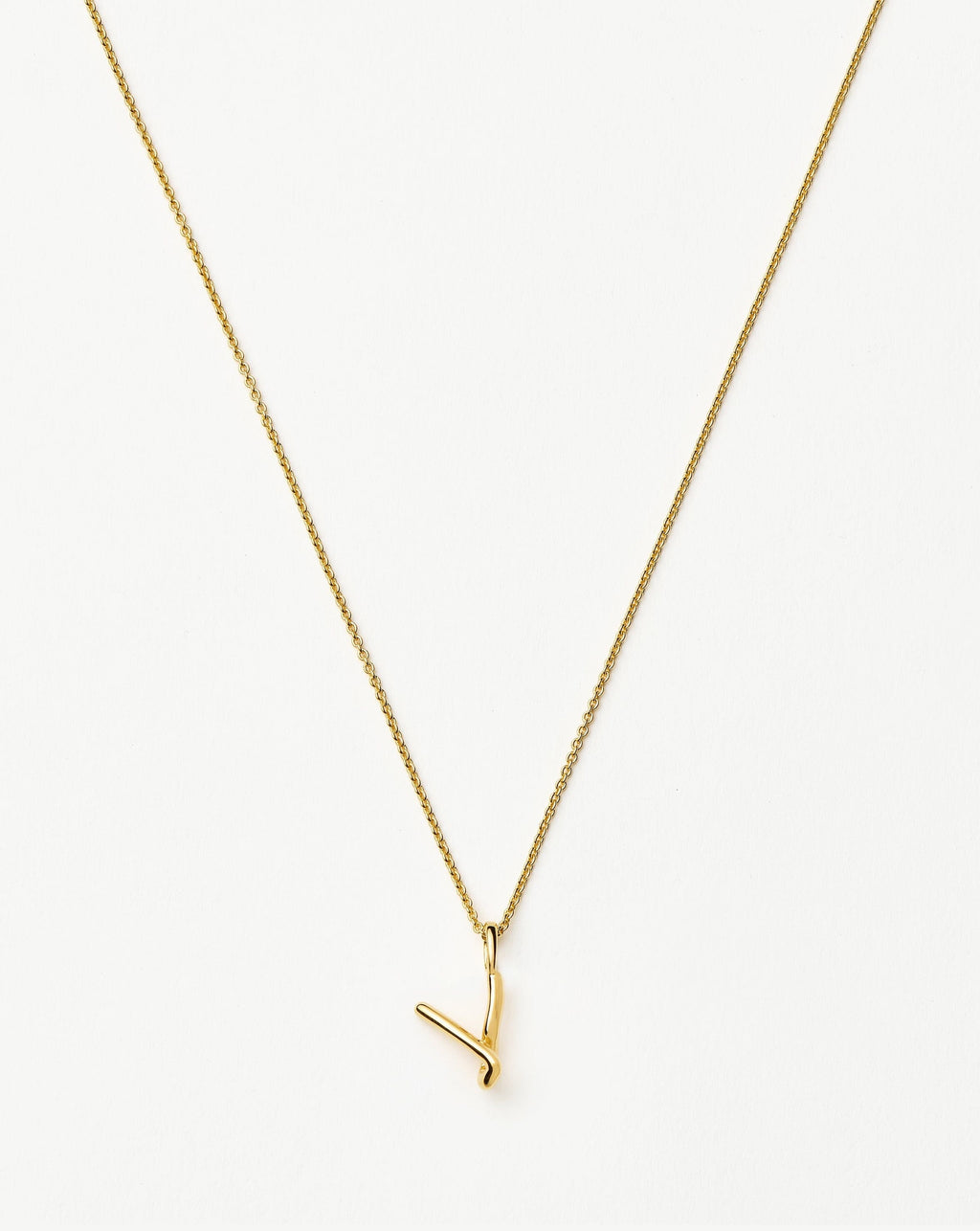 Curly Molten Mini Initial Necklace - V | 18k Gold Vermeil