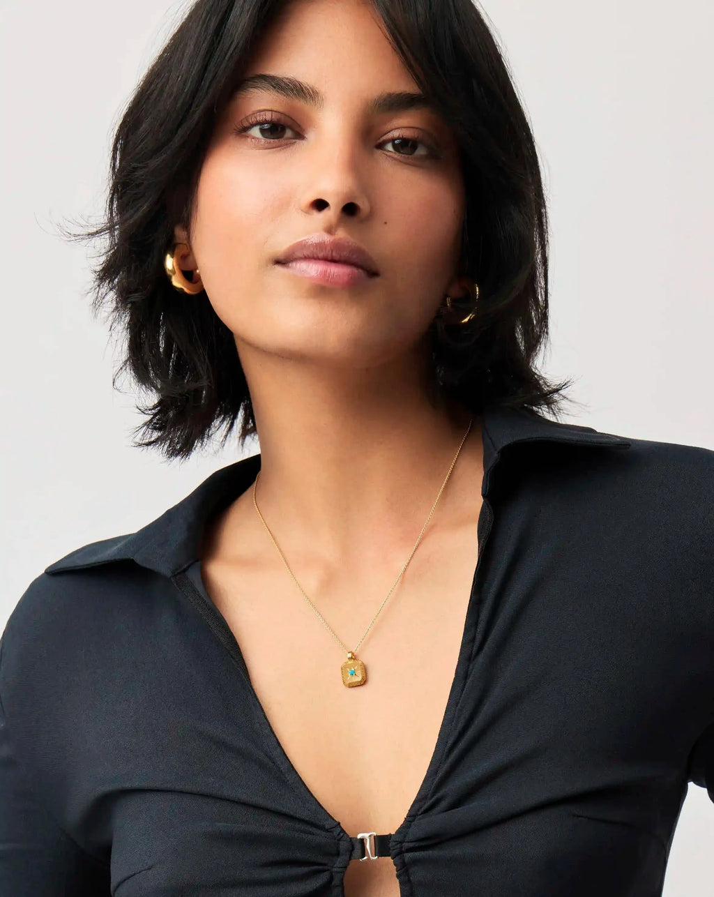 December Birthstone Pendant Necklace | 18k Gold Vermeil/Dyed Turquoise Magnesite