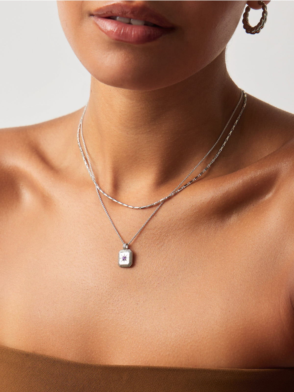 February Birthstone Pendant Necklace | Amethyst/Sterling Silver