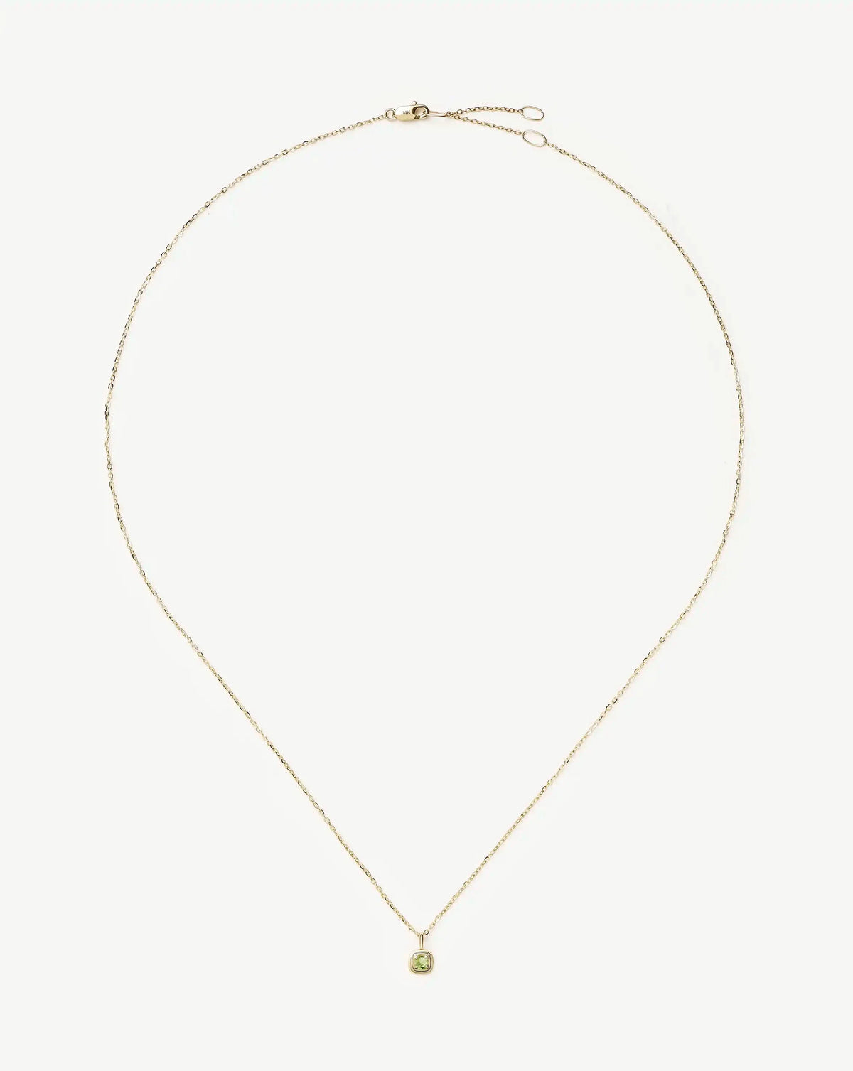 Solid Gold August Birthstone Pendant Necklace | 14k Solid Gold/Peridot