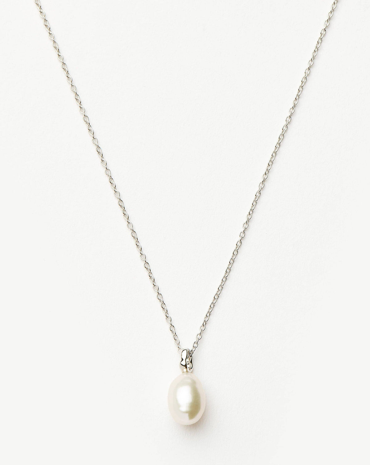 Solid Gold Baroque Pearl Organic Pendant Necklace | 14k Solid White Gold/Pearl