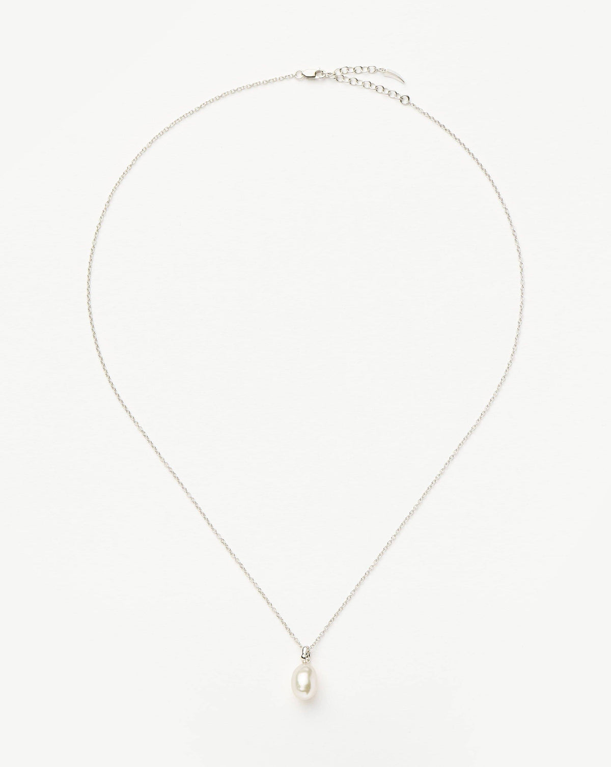 Solid Gold Baroque Pearl Organic Pendant Necklace | 14k Solid White Gold/Pearl