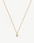 Solid Gold Diamond Initial Mini Pendant Necklace - B | 14k Solid Yellow Gold Plated/Diamond