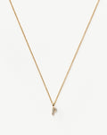 Solid Gold Diamond Initial Mini Pendant Necklace - P | 14k Solid Yellow Gold Plated/Diamond