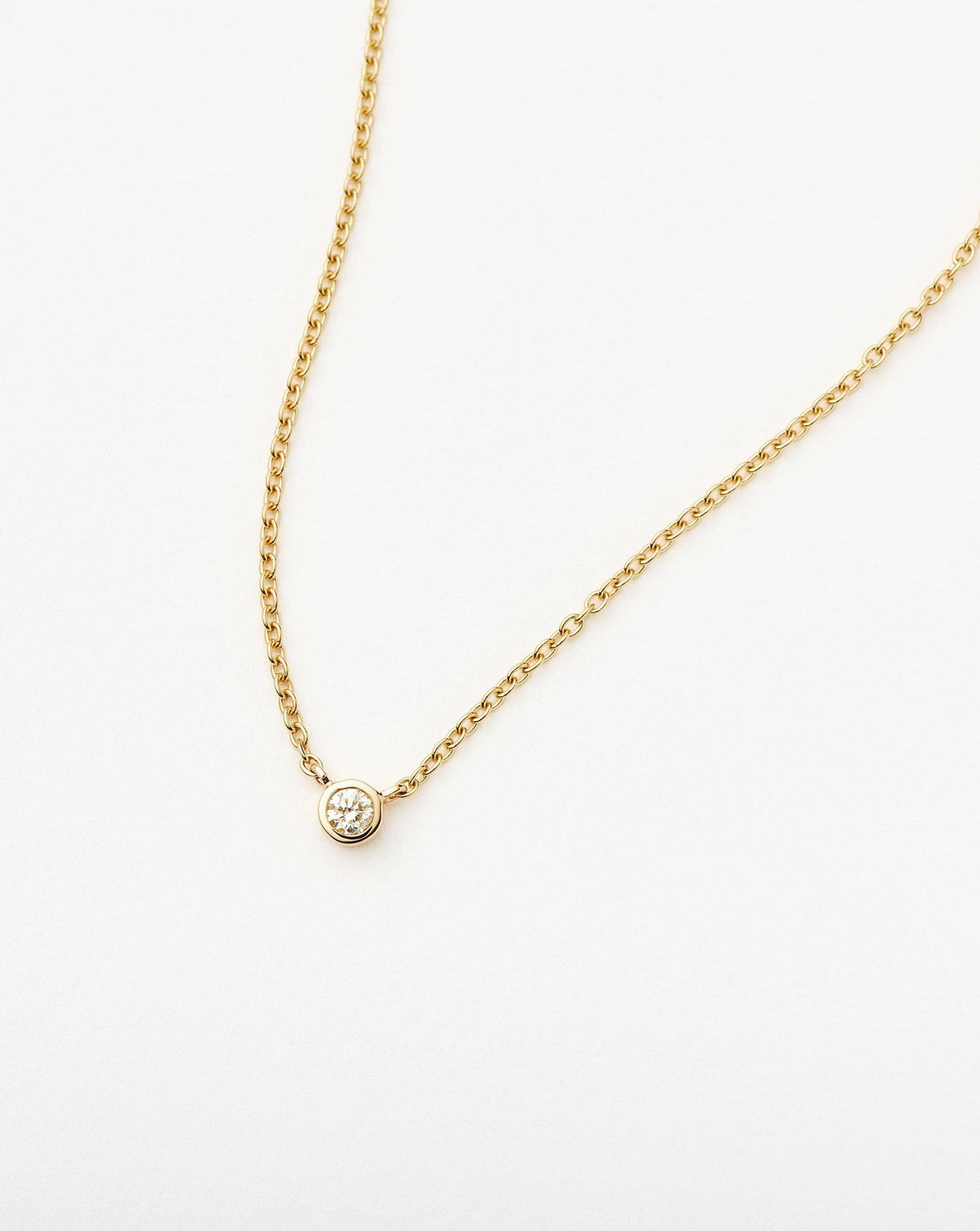 Solid Gold Diamond Solitaire Pendant Necklace | 14k Solid Gold/Diamond