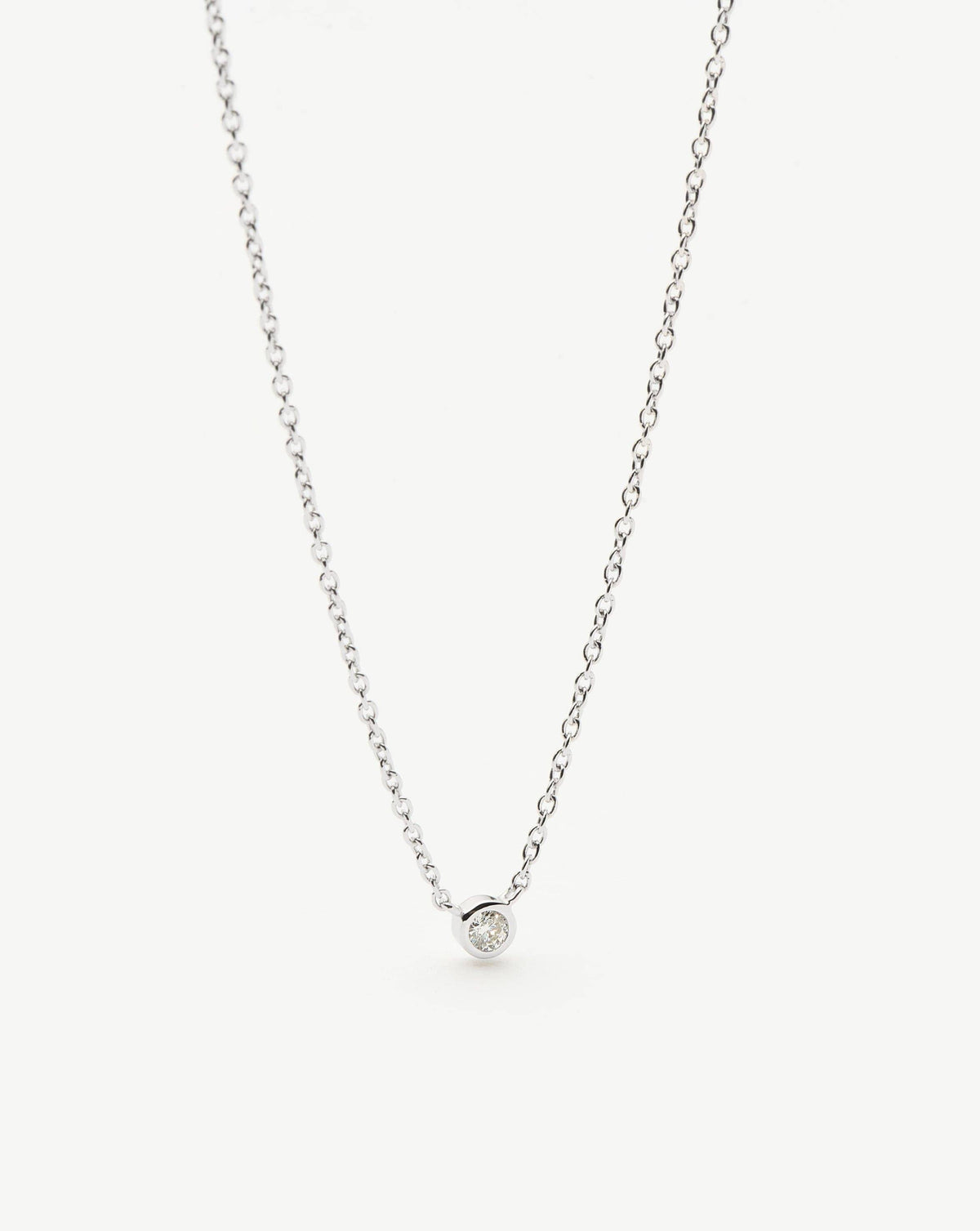 Solid Gold Diamond Solitaire Pendant Necklace | 14k Solid White Gold/Diamond