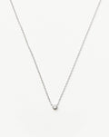 Solid Gold Diamond Solitaire Pendant Necklace | 14k Solid White Gold/Diamond