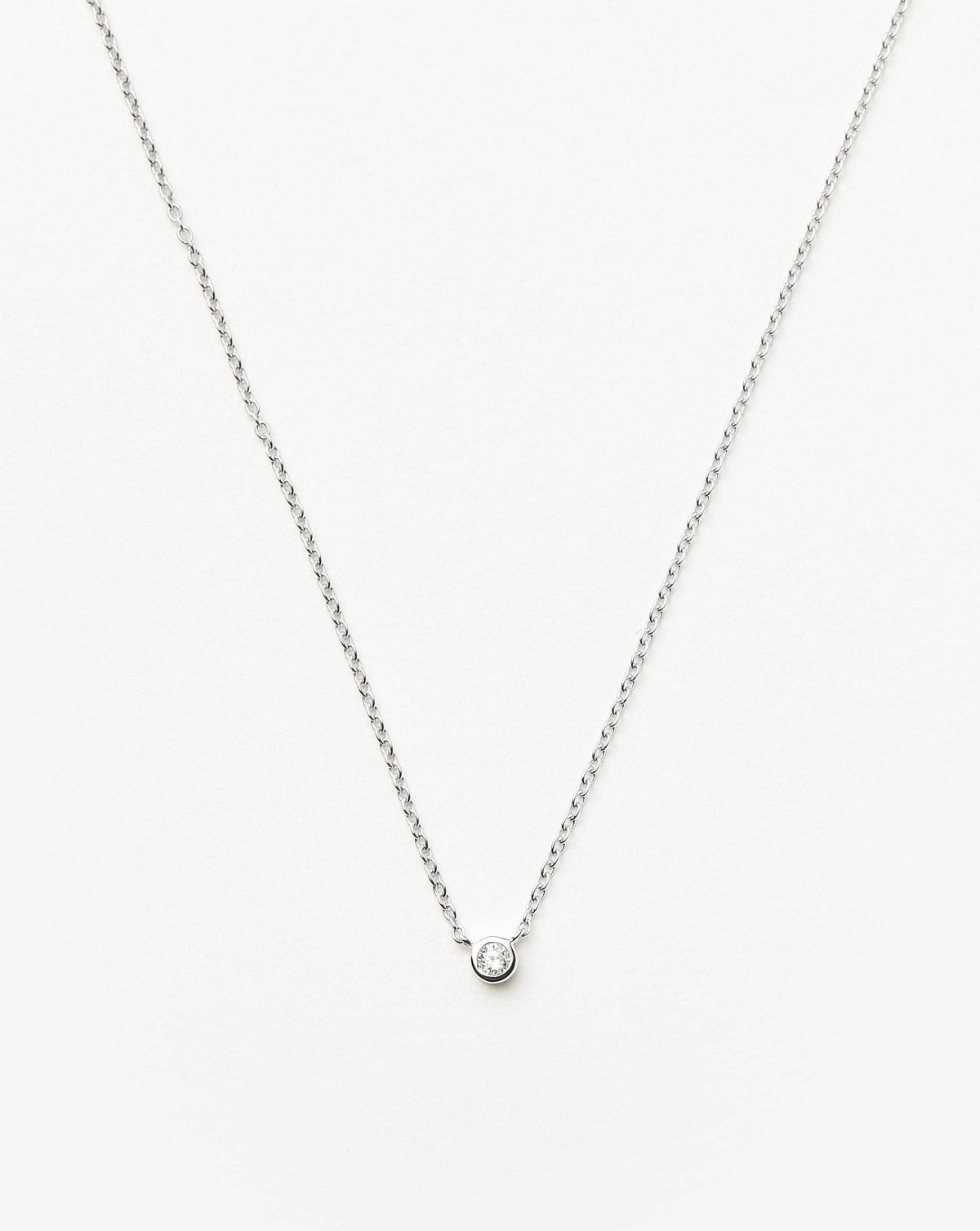 Solid Gold Diamond Solitaire Pendant Necklace | 14k Solid White Gold/Diamond