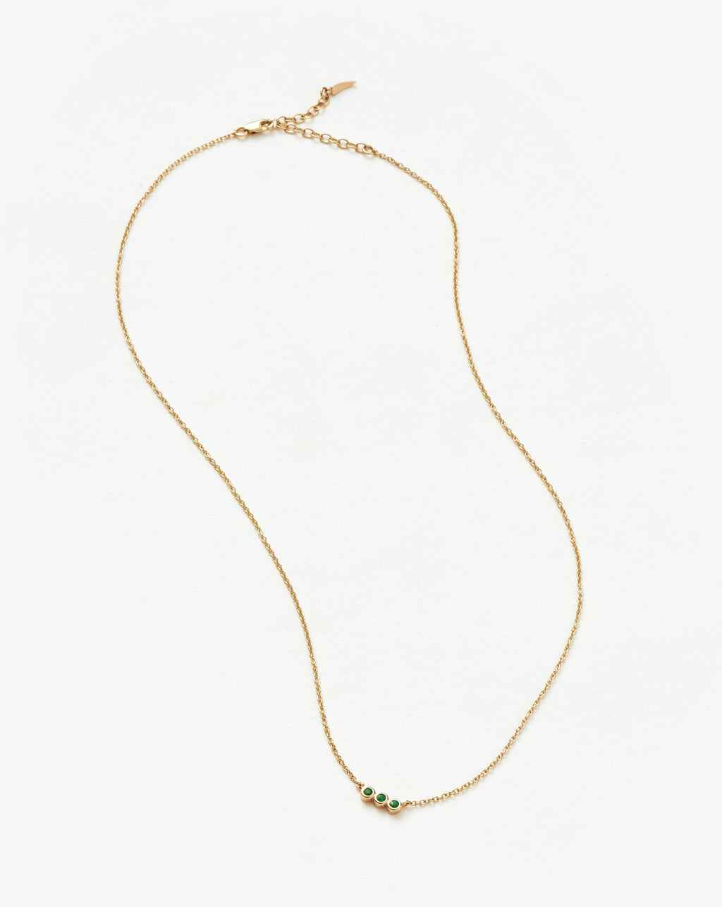 Solid Gold Emerald Solitaire Trio Necklace