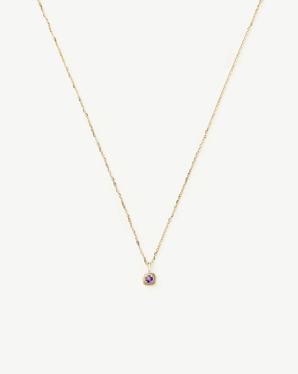 Solid Gold February Birthstone Pendant Necklace | 14k Solid Gold/Amethyst