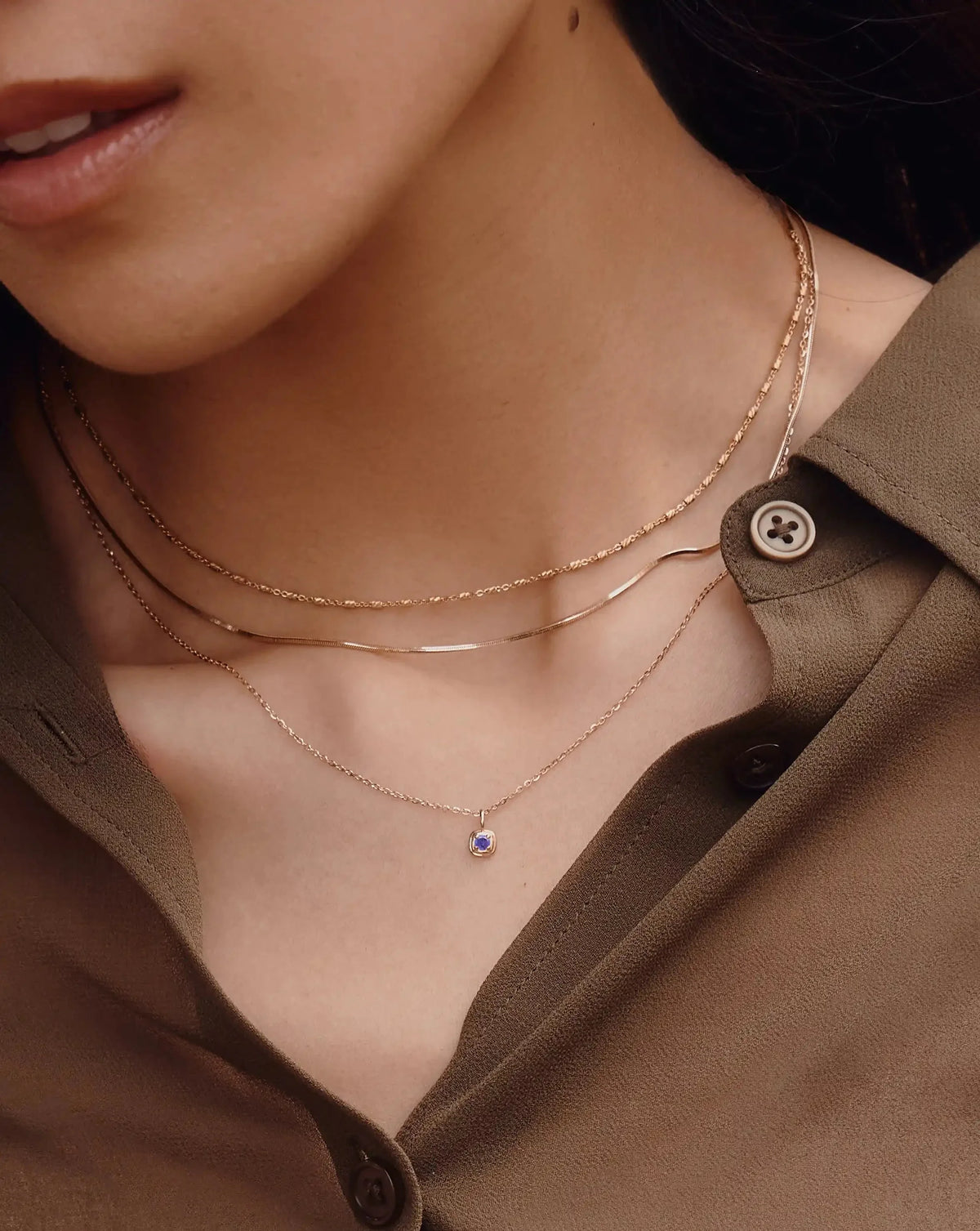 Solid Gold February Birthstone Pendant Necklace | 14k Solid Gold/Amethyst
