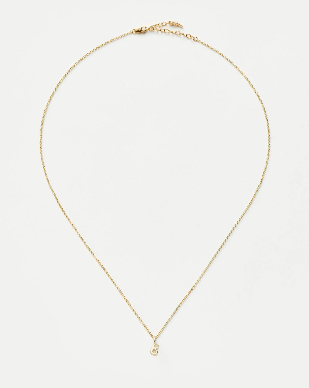 Solid Gold Initial Mini Pendant Necklace - B | 14k Solid Gold